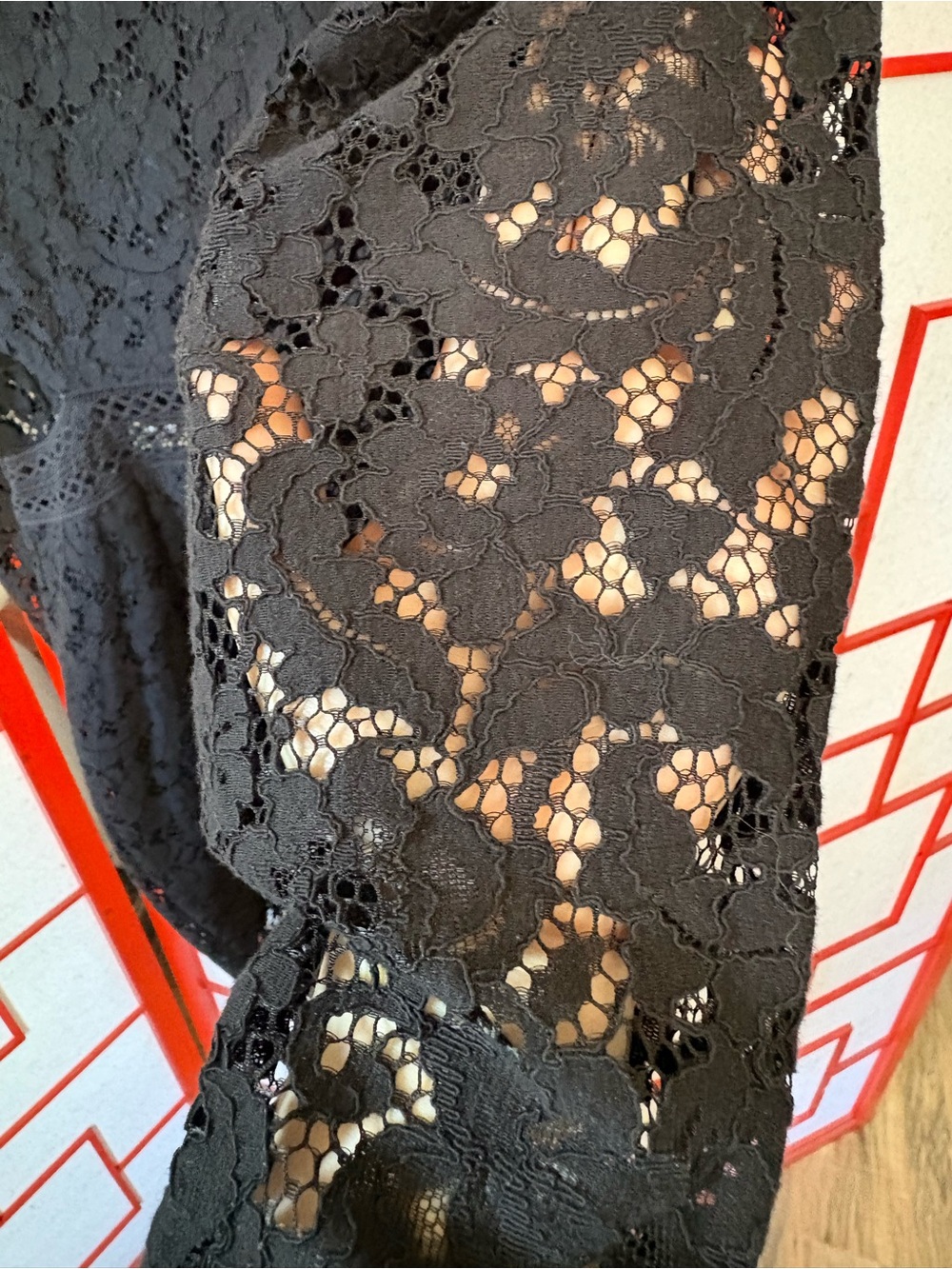 Express Black Lace Long-Sleeve Puff Dress with Waist Cutouts - Picture 10 of 12